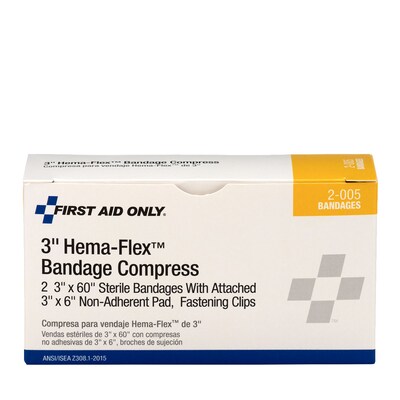 First Aid Only Compress Bandage, Off Center, 3", 2/box (AN266)