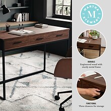 Martha Stewart Ollie 47W Engineered Wood Rectangular Home Office Desk, Walnut Wood Grain/Oil Rubbed