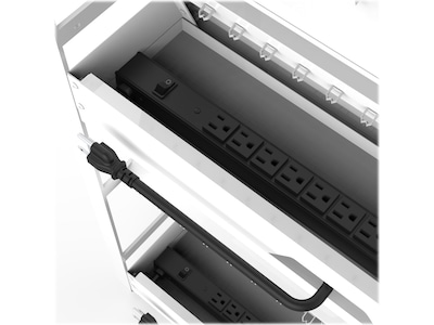 Luxor 32-Unit Tablet/Chromebook Open Charging Cart, White Steel (LOTM32)