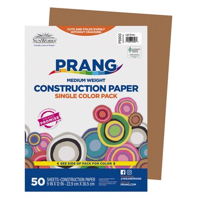 Prang 9" x 12" Construction Paper, Light Brown, 50 Sheets/Pack (P6903-0001)