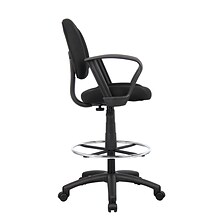 Boss Ergonomic Works Armless Drafting Stool with Backrest and Footrest, Tweed Fabric, Black (B1617-B