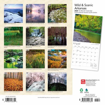 2024 BrownTrout Arkansas Wild & Scenic 12 x 12 Monthly Wall Calendar (9781975457679)