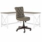 Bush Furniture Key West 60" L-Shaped Desk with Mid-Back Tufted Office Chair, Shiplap Gray/Pure White (KWS045G2W)