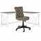 Bush Furniture Key West 60 L-Shaped Desk with Mid-Back Tufted Office Chair, Shiplap Gray/Pure White