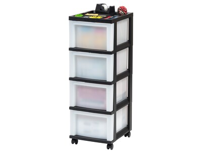 Iris 4-Drawer Storage Cart, Black/Clear (585002)