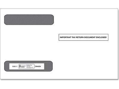 ComplyRight Double Window Envelope for W-2 (5218) Tax Form, 5.63 x 9, White/Black, 100/Pack (51511
