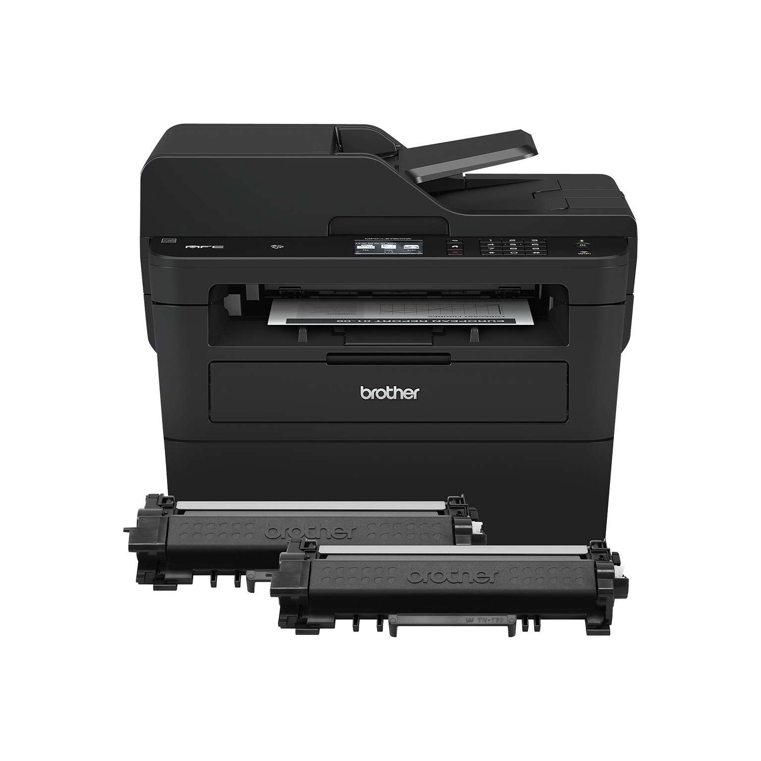Brother MFC-L2750DW XL Bundle Wireless Black & White Laser All-In-One Printer, Refresh Subscription Eligible