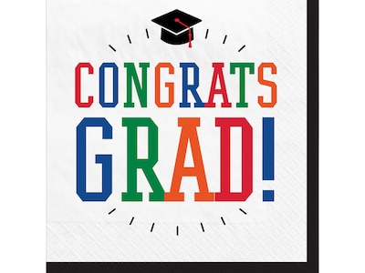 Amscan Day to Celebrate Graduation Lunch Napkin, Multicolor 100/Pack (712862)