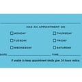 2-Sided Appointment Card; Single Time with Checkboxes, Blue Vellum, 1-Color Printing