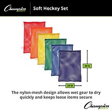 Champion Sports Nylon-Mesh Equipment Bag. Assorted Colors, Set of 6 (CHSMB21SET)
