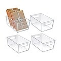 Azar Small Open Lid Storage Tote, Clear, 4/Pack (556233)