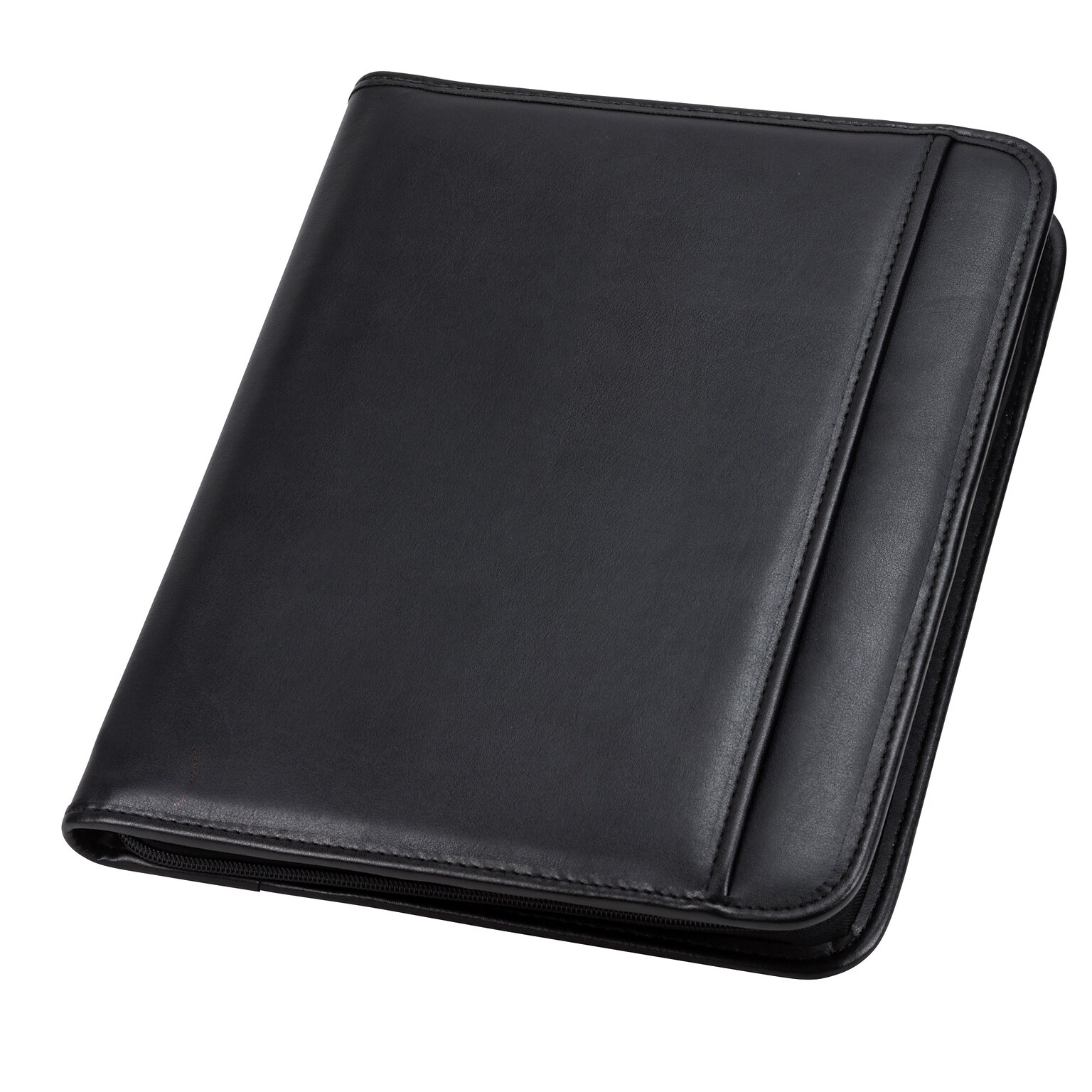 Samsill Professional™ Leather Padfolio with Zipper Closure, Black (70820)