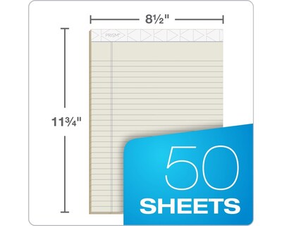 TOPS Prism+ Writing Notepads, 8-1/2" x 11-3/4", Legal Ruled, Ivory, 50 Sheets/Pad, 12 Pads/Pack (63130)
