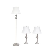 Lalia Home Perennial 60/26 Gray Three-Piece Floor/Table Lamp Set with Bell Shades (LHS-1007-GY)