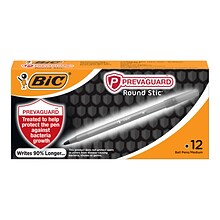 BIC Prevaguard Round Stic Ballpoint Pen, Medium Point, Black Ink, Dozen (GSAM11-BLK)