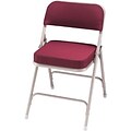 National Public Seating 2 Thick Padded Fabric Upholstered Folding Chair; Burgundy