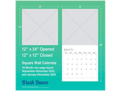 2024 Brush Dance A Fearless Woman 12" x 12" Monthly Wall Calendar (9781975469870)