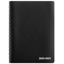 2024-2025 Staples 5 x 8 Academic Daily Appointment Book, Faux Leather Cover, Black (ST60364-23)