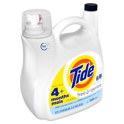 Tide Free & Gentle HE Liquid Laundry Detergent, 100 Loads, 132 fl oz.(12140)