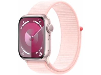 Apple Watch Series 9 (GPS) Smartwatch, 41mm, Pink Aluminum Case with Light Pink Sport Loop (MR953LL/
