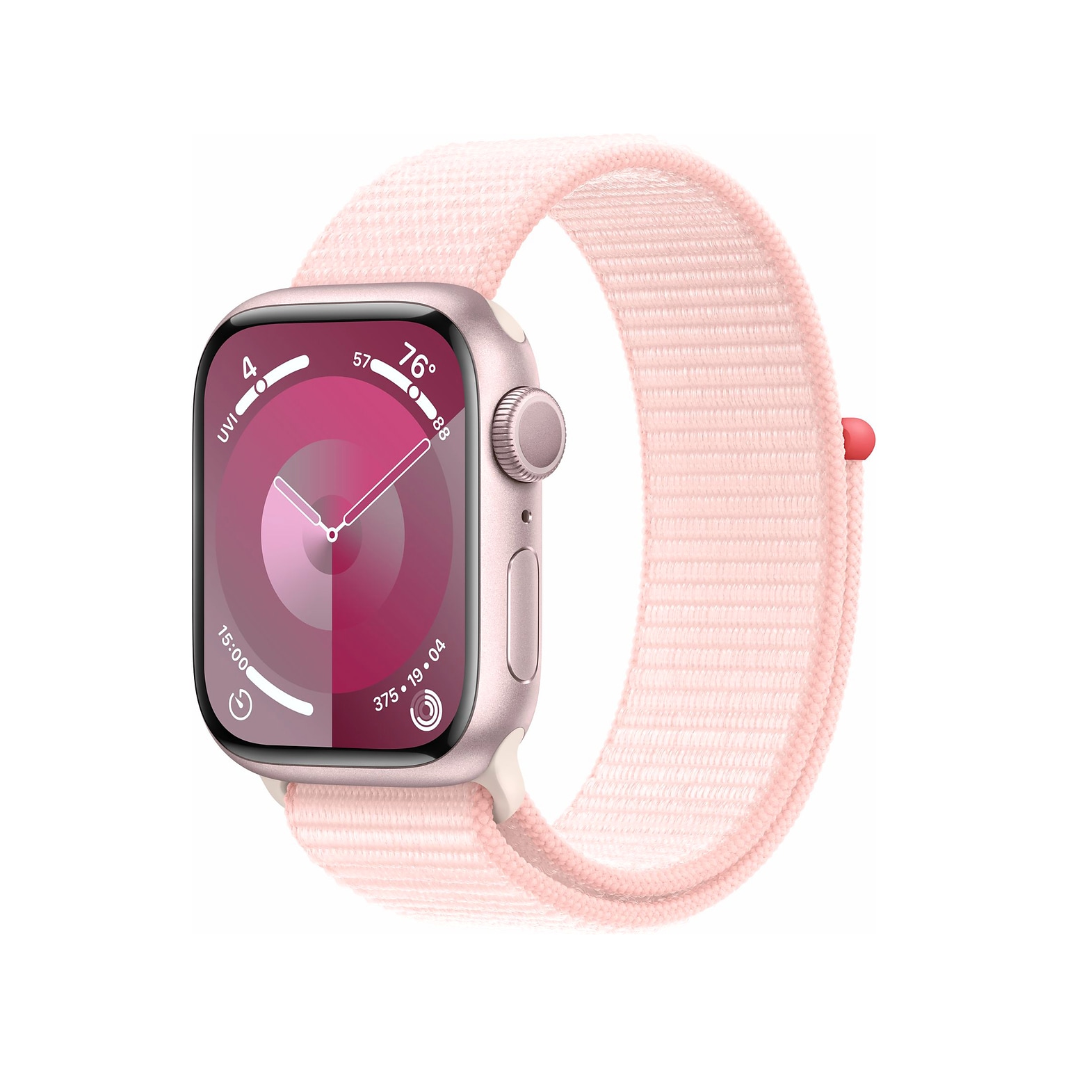 Apple Watch Series 9 (GPS) Smartwatch, 41mm, Pink Aluminum Case with Light Pink Sport Loop (MR953LL/A)