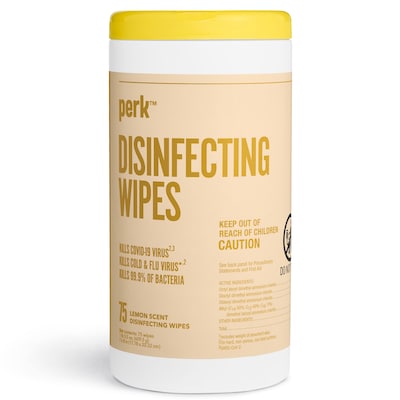Perk™ Disinfecting Wipes, Lemon, 75 Wipes/Pack (PK56665)