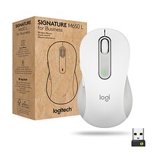 Logitech Signature M650 Large for Business Wireless Optical USB Mouse, Off-White (910-006347)