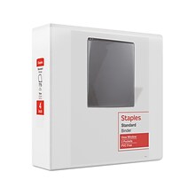 Staples® Standard 4 3 Ring View Binder with D-Rings, White (26358-CC)