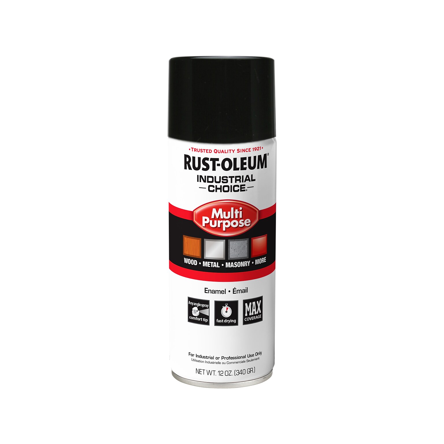Rust-Oleum Industrial Choice Multipurpose Enamel Spray, Glossy Black, 12 Oz., 6/Pack (1679830V)