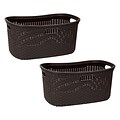 Mind Reader 10.57-Gallon Laundry Basket with Handles, Plastic, Brown, 2/Set (40LBASK2PK-BRN)