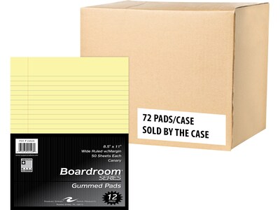 Roaring Spring Paper Products Boardroom Series Notepad, 8.5 x 11, Wide-Ruled, Canary, 50 Sheets/Pa
