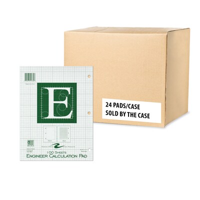 Roaring Spring Paper Products 8.5 x 11 Engineer Pad, 15 lb. Green Tint Paper, 100 Sheets/Pad, 24 P