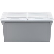 Iris Plastic File Box with Split Lid, Letter Size, Gray, 4/Pack (500167)