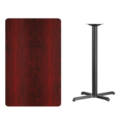 Flash Furniture 30''x48'' Rectangular Laminate Table Top, Mahogany w/22''x30'' Bar-Height Table Base