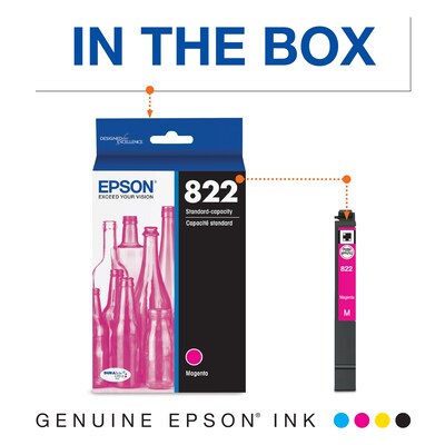 Epson T822 Magenta Standard Yield Ink Cartridge (T822320-S)