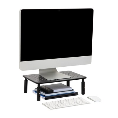Mind Reader Elevate Collection Rectangle Monitor Stand, Ventilated Metal for Computer, Laptop, Monit