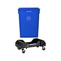 Alpine Industries Polypropylene Commercial Indoor Recylcing Bin with Dolly, 23-Gallon, Blue (ALP477-