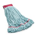 Coastwide Professional™ Looped-End Wet Mop Head, Large, Recycled PET, 5 Headband, Blue (CW57754)