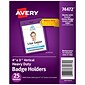 Avery Secure Top Heavy Duty Multiuse Badge Holders, 4" x 3", Clear Portrait Holders, 25/Pack (74472)