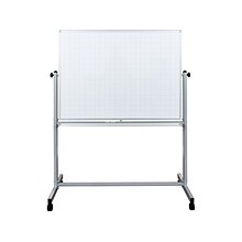 Luxor Dry-Erase Mobile Combination Ghost Grid/Whiteboard, Aluminum Frame, 36 x 48 (MB4836LB)