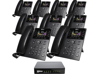 XBLUE QB1 14-Line Corded Conference Telephone System Bundle, Black (qb1-ip8g-4x9)