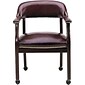 Boss Office Products Captain's Guest Armchair; With Casters, Burgundy