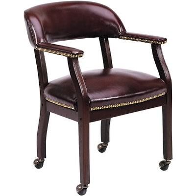 Boss Office Products Captains Guest Armchair; With Casters, Burgundy