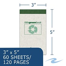 Roaring Spring Paper Products Little Green Book, Gray Cover, Narrow Ruled, 3 x 5, White Paper, 60 Sh