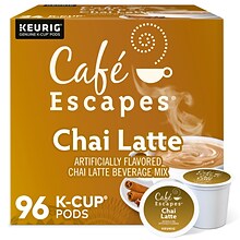 Cafe Escapes Chai Latte Coffee, Keurig® K-Cup® Pods, Light Roast, 96/Carton (10099555068051)