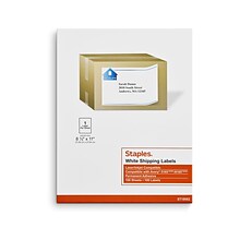 Staples® Laser/Inkjet Shipping Labels, 8 1/2 x 11, White, 1 Label/Sheet, 100 Sheets/Box (ST18062-C