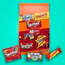 Skittles, Starburst & Life Savers Big Ring Gummies Fun Size Candy Bag, Assorted Flavors, 22.7 oz., 8