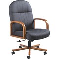 Global® Mid-Back Manager Chair with Wooden Oak Arms; Grey