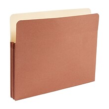Staples Reinforced File Pocket, 1.75 Expansion, Letter Size, Brown, 25/Box (ST435065)