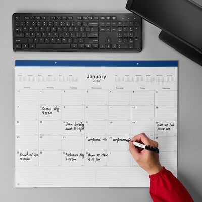 2024 Staples 22" x 17" Desk Pad Calendar, Navy (ST59700-24)